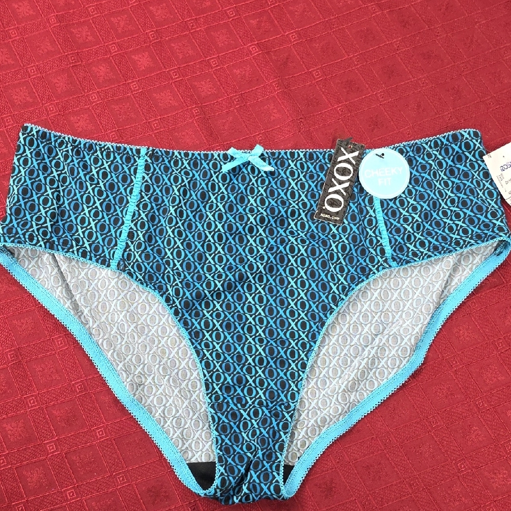 XOXO Women's Black and Blue Patterned Panties